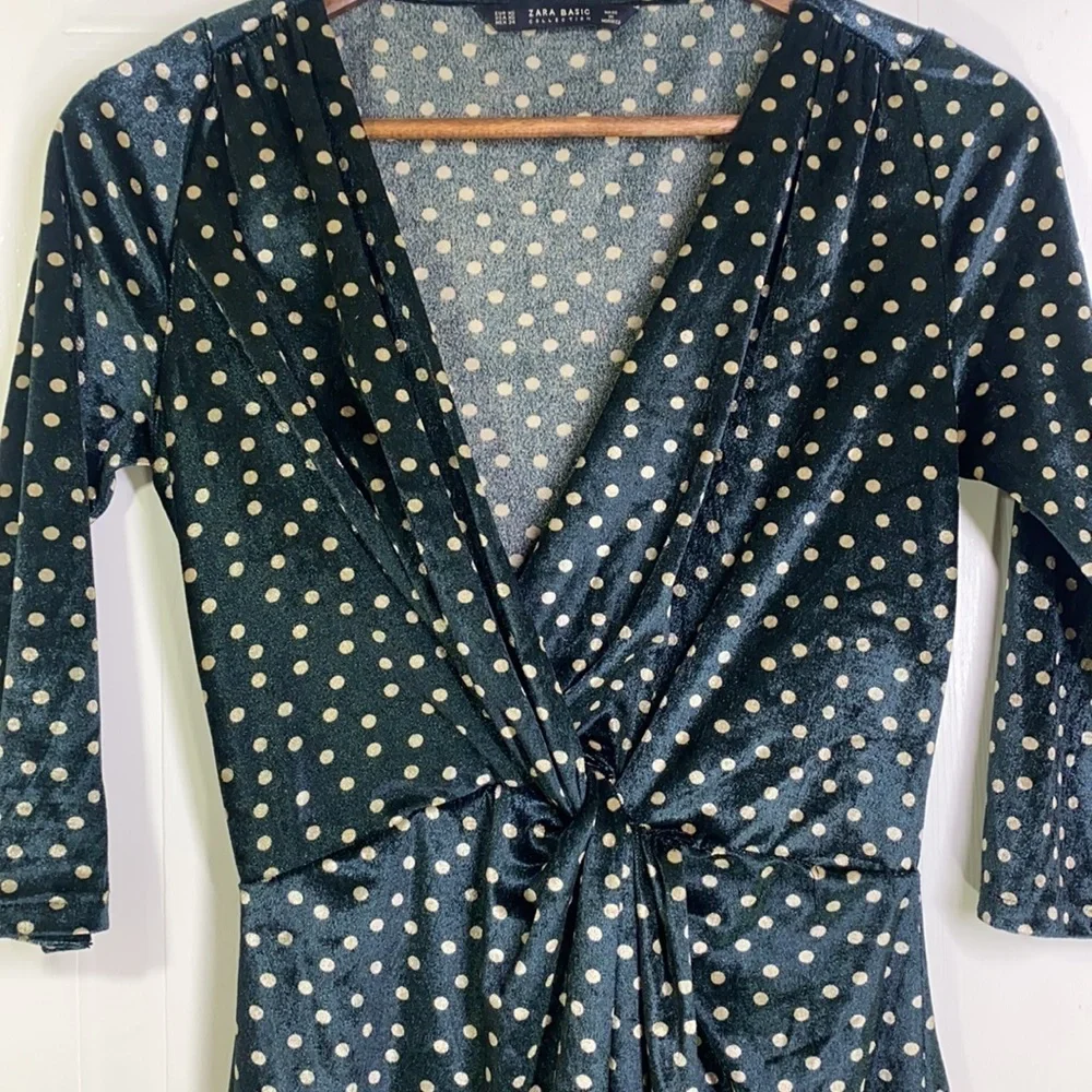 Zara - Green & Creme Dot Twisted Dress Size XS
